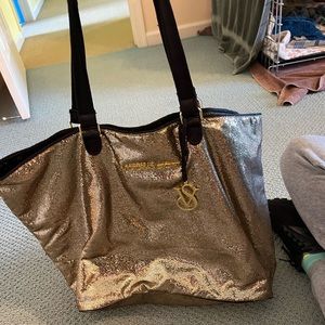 Victoria Secret gold sparkle overnight bag